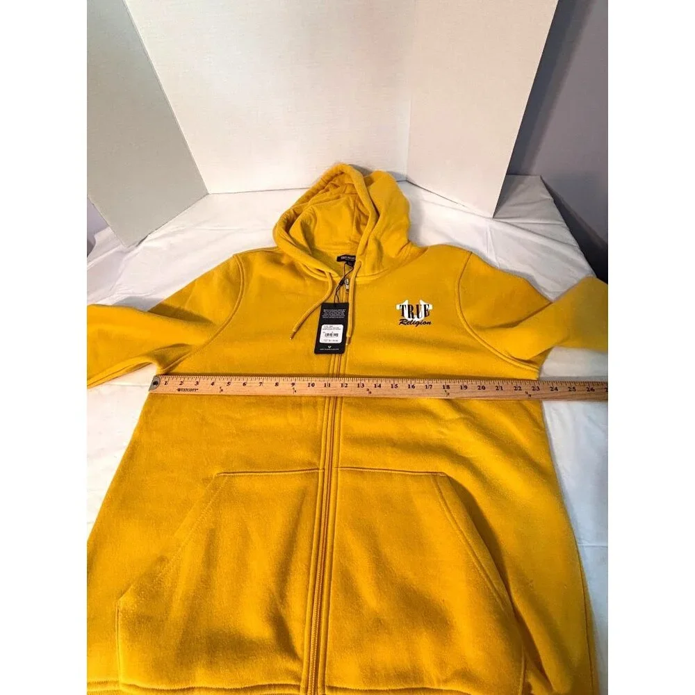 True Religion Men’s XL Mustard Yellow Buddha Graphic Zip Hoodie NWT Streetwear‎